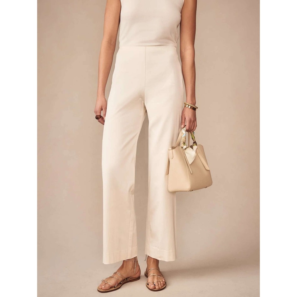 J.McLaughlin Wide Leg Trousers Cream Solid 4 NWT